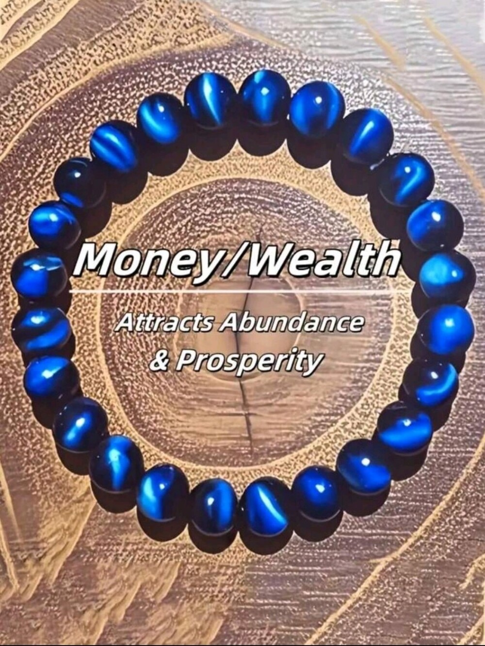 Navy Blue Tiger Eye Pendant Bracelet- Symbolizing, Wisdom, Decisiveness, Natural